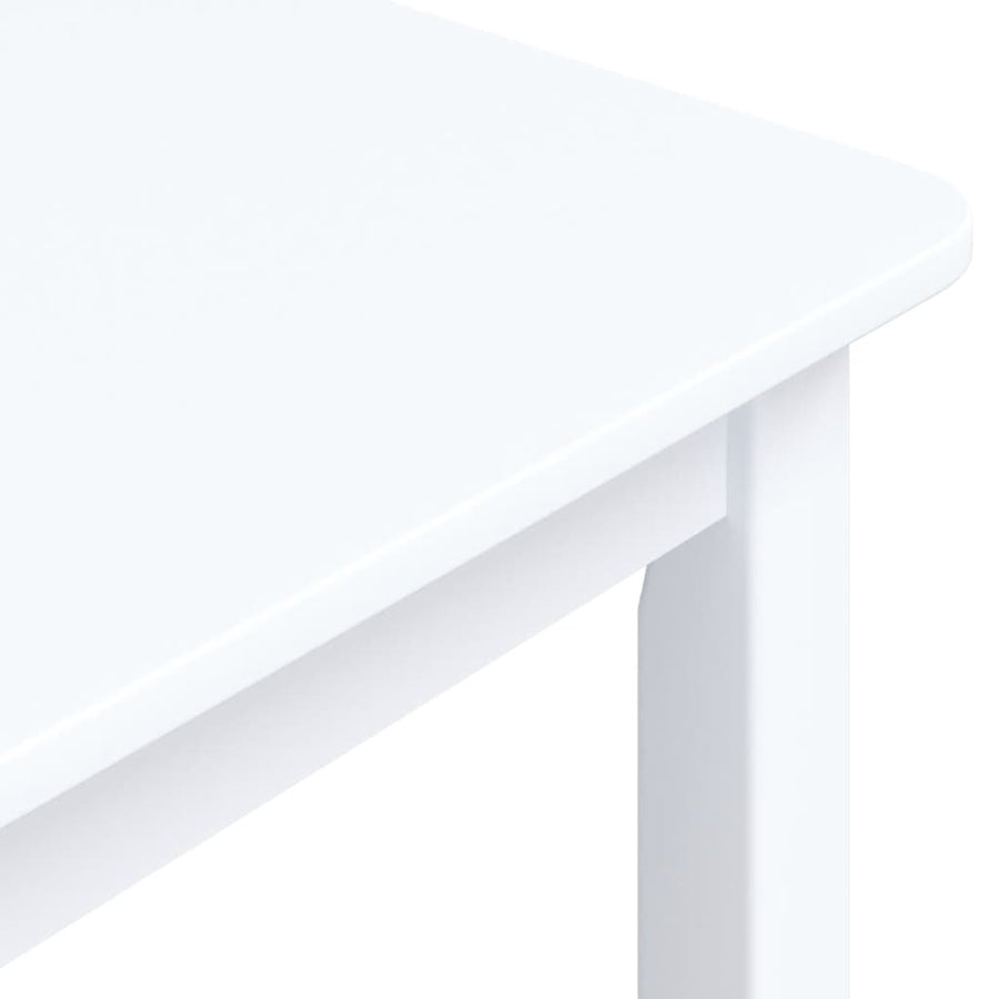 Eettafel 4X7X75 Cm Massief Rubberwood Wit