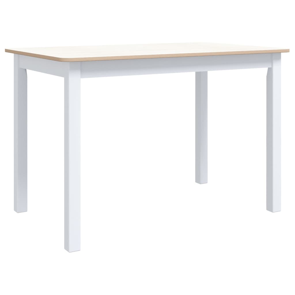 Eettafel 4X7X75 Cm Massief Rubberwood Wit en bruin