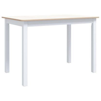Eettafel 4X7X75 Cm Massief Rubberwood Wit en bruin