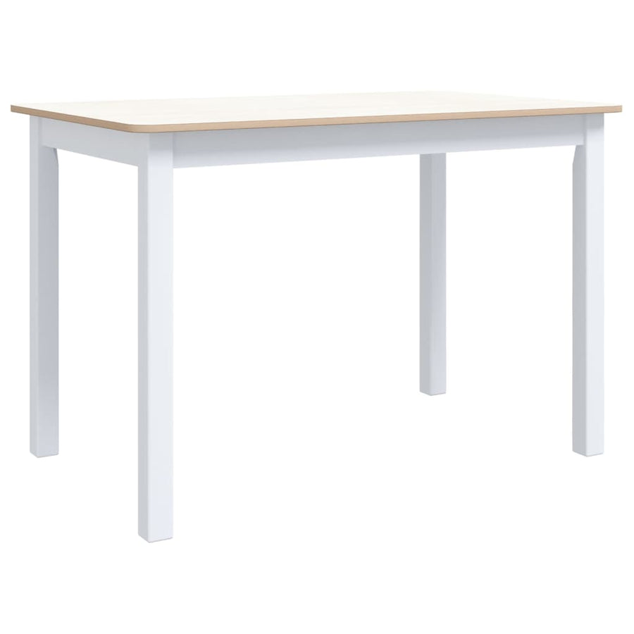 Eettafel 4X7X75 Cm Massief Rubberwood Wit en bruin