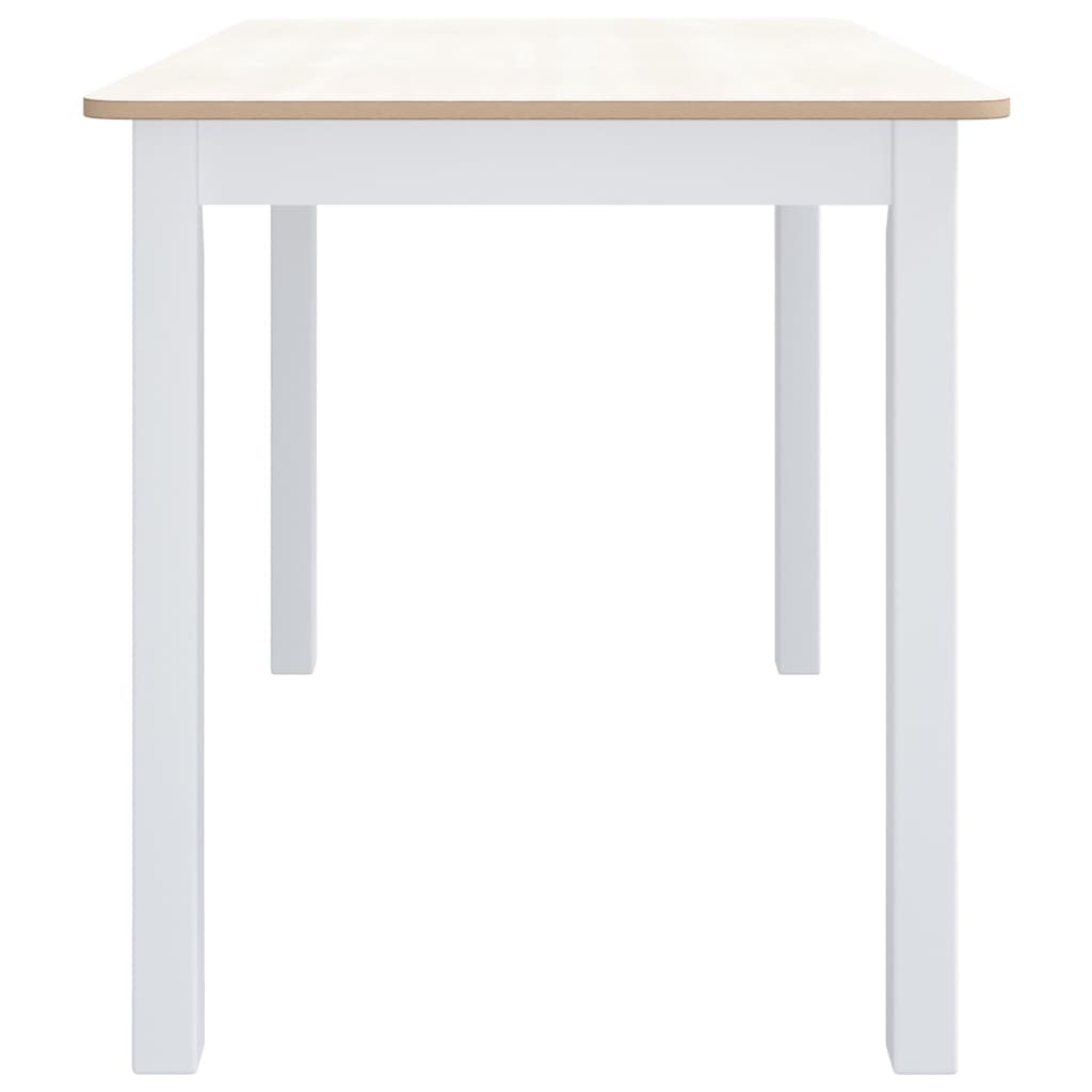 Eettafel 4X7X75 Cm Massief Rubberwood Wit en bruin