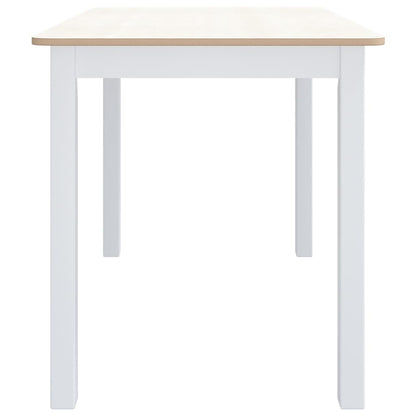 Eettafel 4X7X75 Cm Massief Rubberwood Wit en bruin