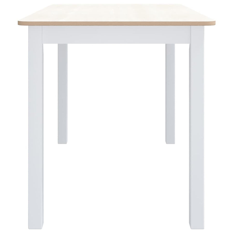 Eettafel 4X7X75 Cm Massief Rubberwood Wit en bruin