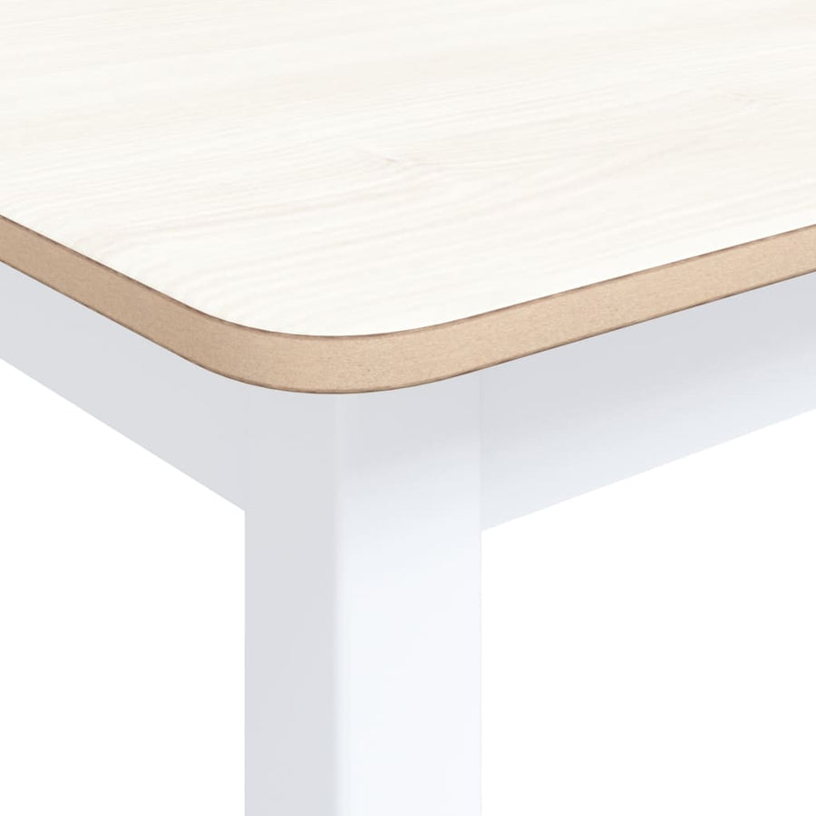 Eettafel 4X7X75 Cm Massief Rubberwood Wit en bruin