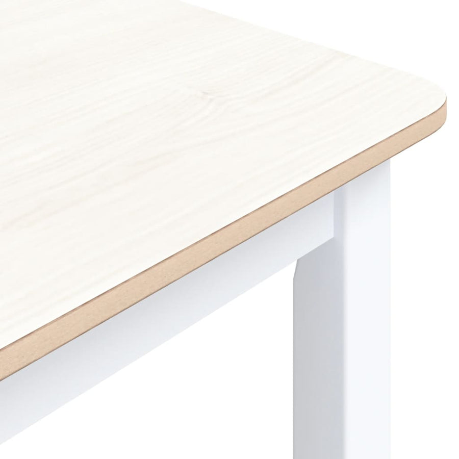 Eettafel 4X7X75 Cm Massief Rubberwood Wit en bruin