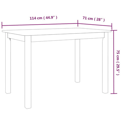 Eettafel 4X7X75 Cm Massief Rubberwood Wit en bruin