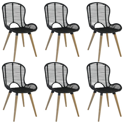 Eetkamerstoelen Natuurlijk Rattan 6 Zwart