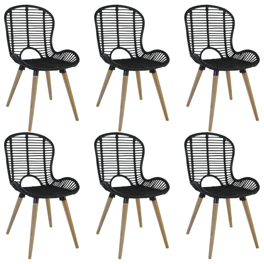 Eetkamerstoelen Natuurlijk Rattan 6 Zwart