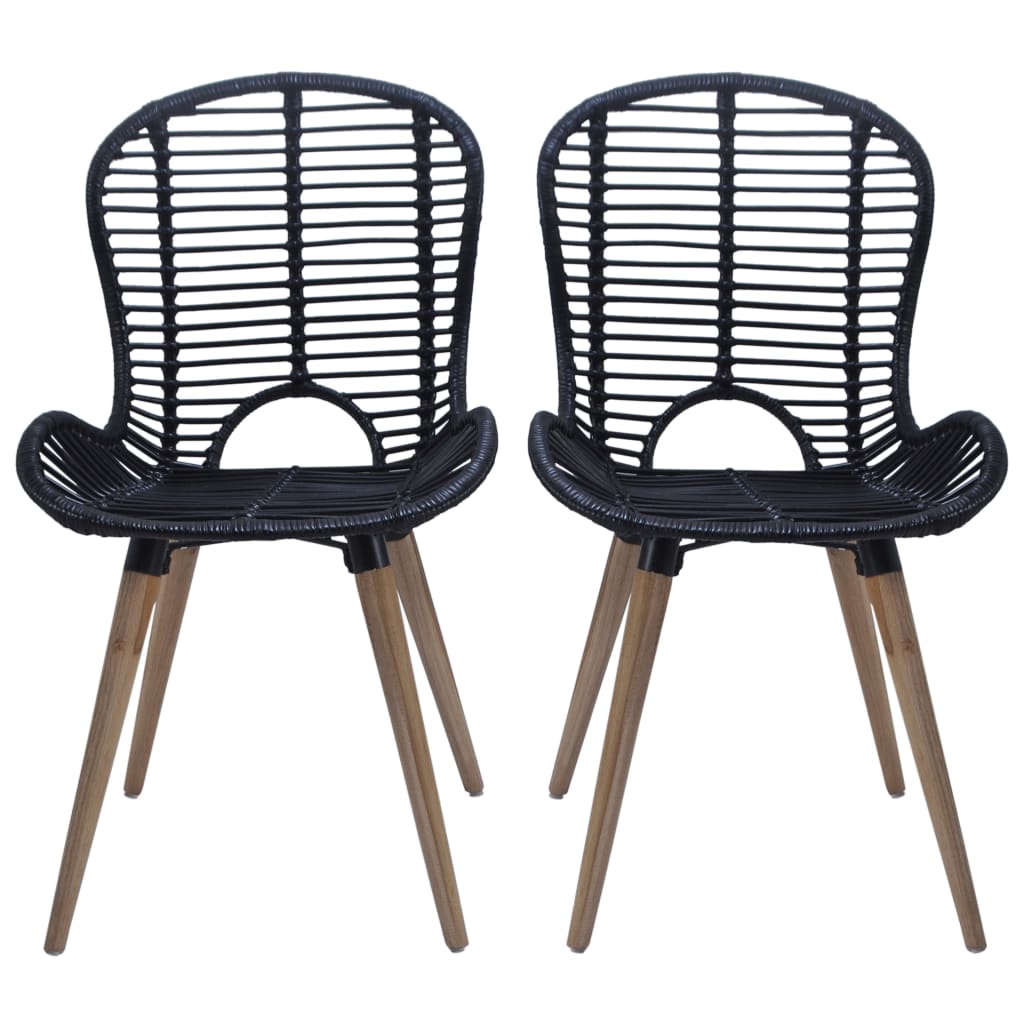 Eetkamerstoelen Natuurlijk Rattan 6 Zwart