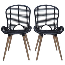 Eetkamerstoelen Natuurlijk Rattan 6 Zwart