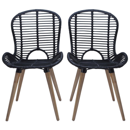 Eetkamerstoelen Natuurlijk Rattan 6 Zwart