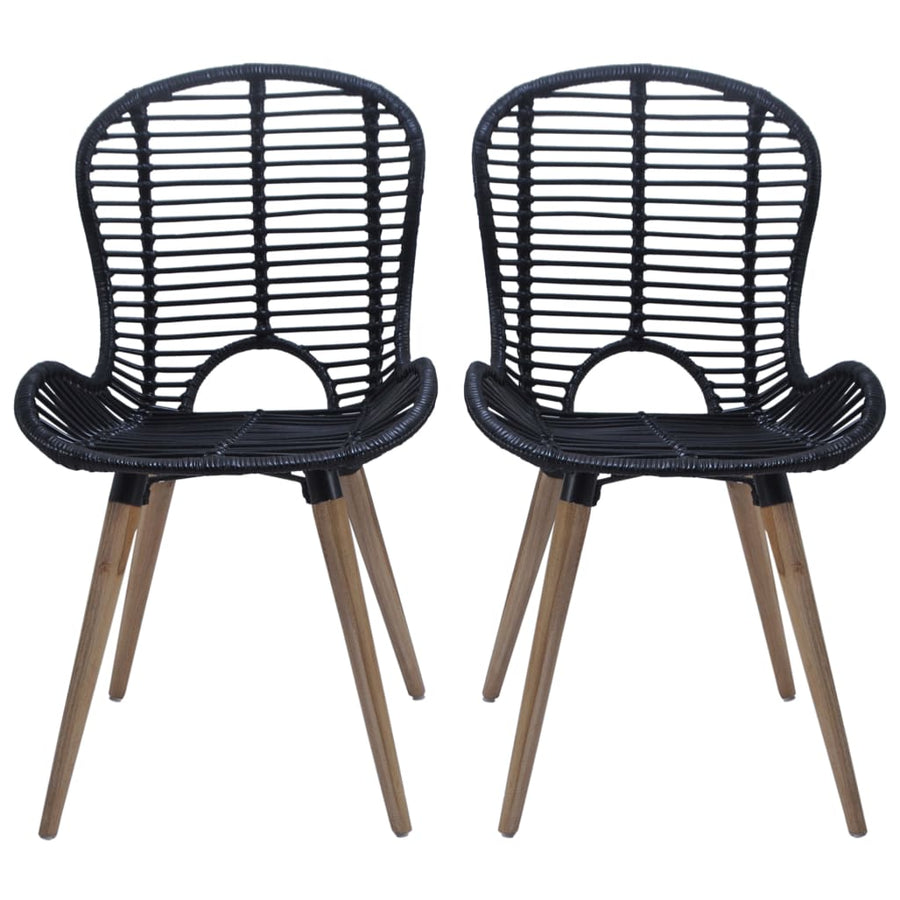 Eetkamerstoelen Natuurlijk Rattan 6 Zwart