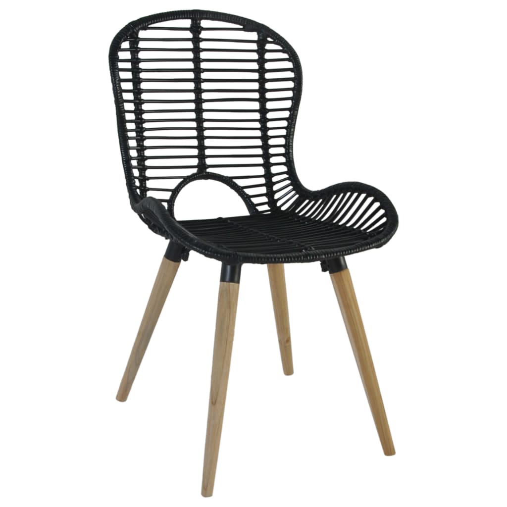 Eetkamerstoelen Natuurlijk Rattan 6 Zwart