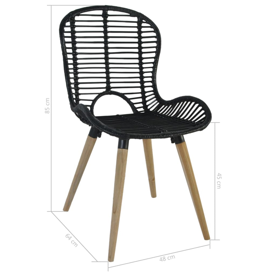 Eetkamerstoelen Natuurlijk Rattan 6 Zwart