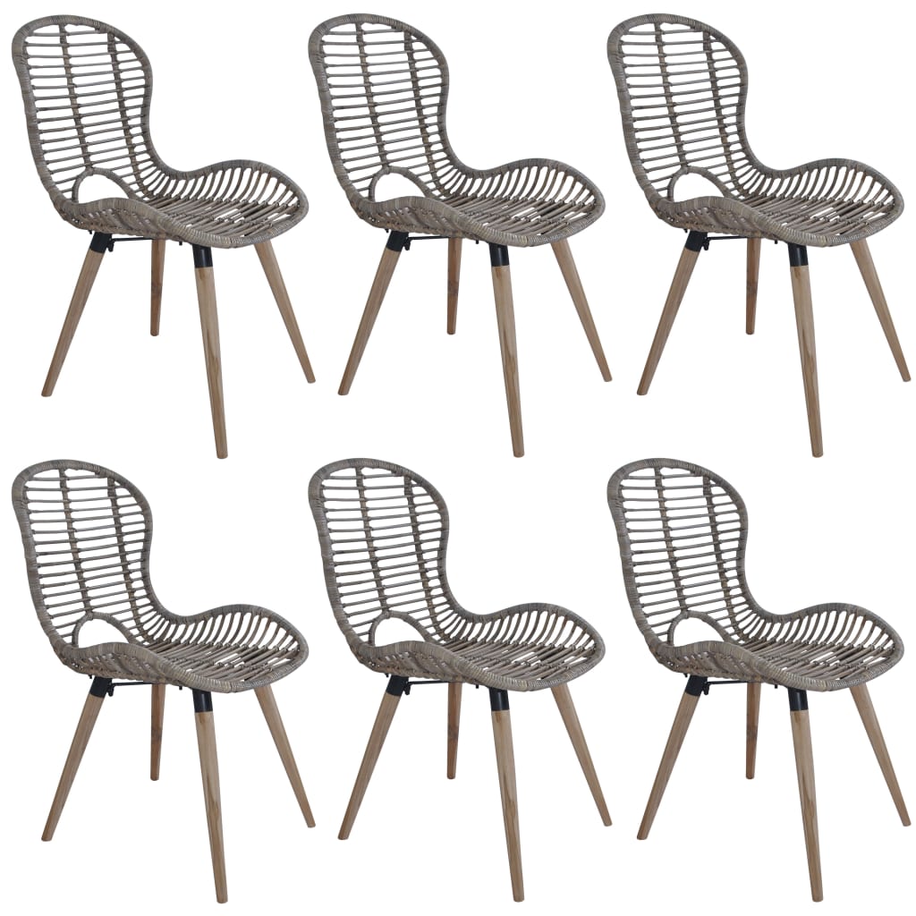 Eetkamerstoelen Natuurlijk Rattan 6 Bruin