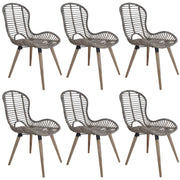 Dining chairs 6 pcs natural Poly Rattan brown