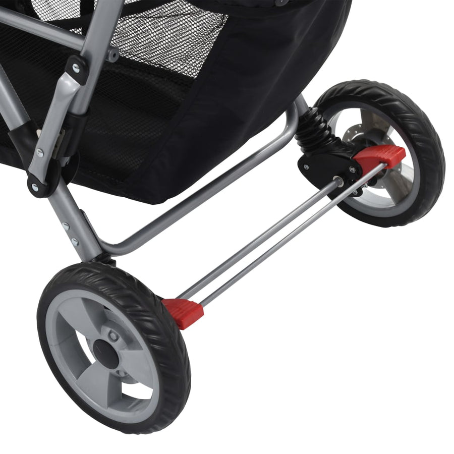Kinderwagen dubbel staal roze en zwart Roze