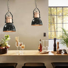 Plafondlamp set 2 stuks rond E27 metaal zwart koper