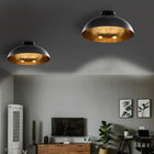 Ceiling lights 2 pcs semi-circular E27 black and gold-colored
