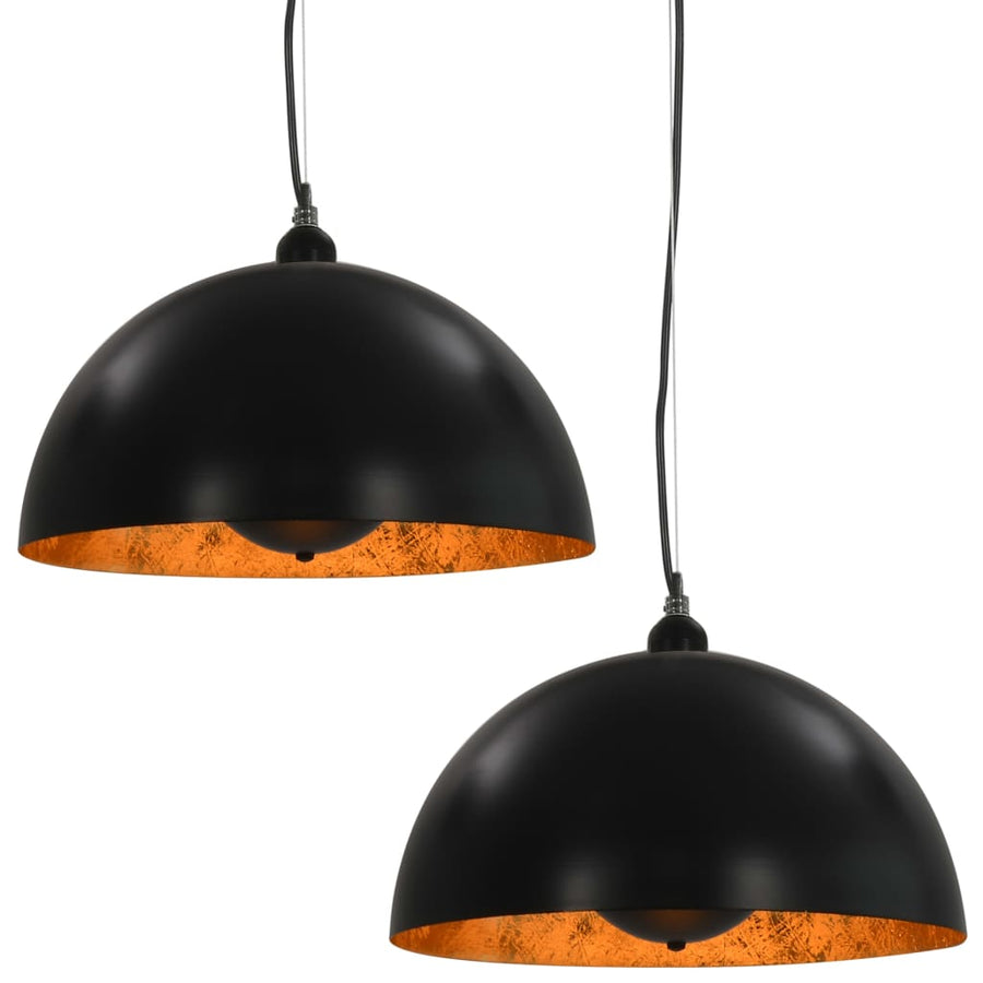 Plafondlampen Halfrond E7 Zwart En Goudkleurig 40 cm