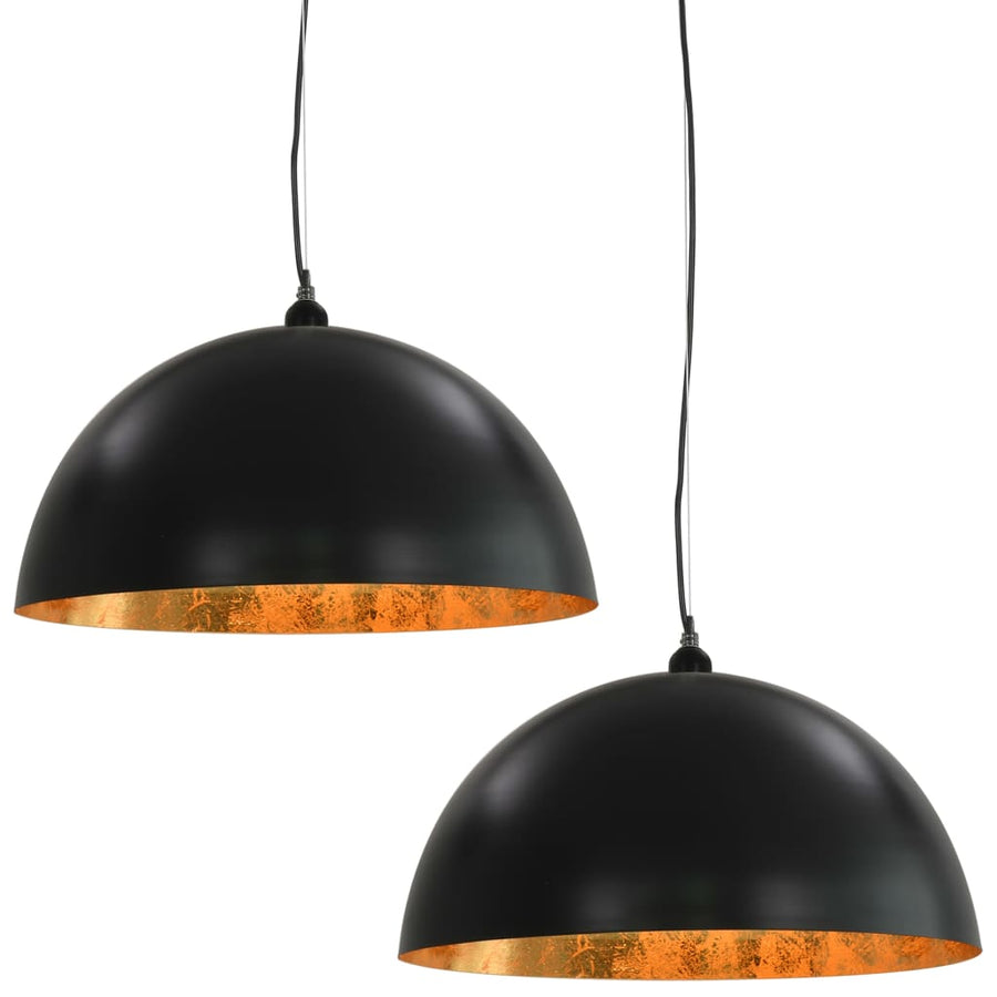 Plafondlampen Halfrond E7 Zwart En Goudkleurig 50 cm