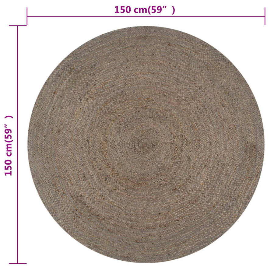 Vloerkleed Handgemaakt Rond Jute 150 cm Grijs
