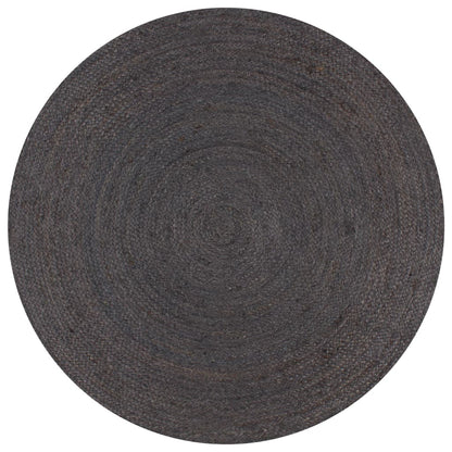 Vloerkleed Handgemaakt Rond Jute 90 cm Donkergrijs