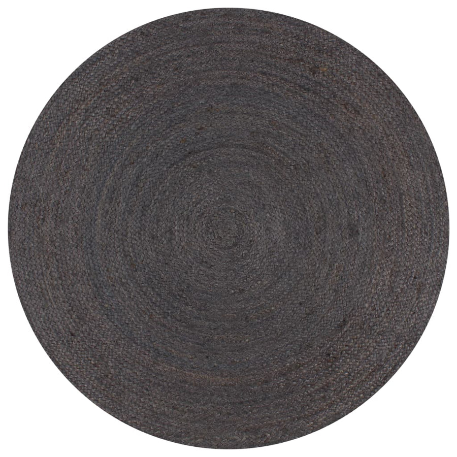 Vloerkleed Handgemaakt Rond Jute 90 cm Donkergrijs