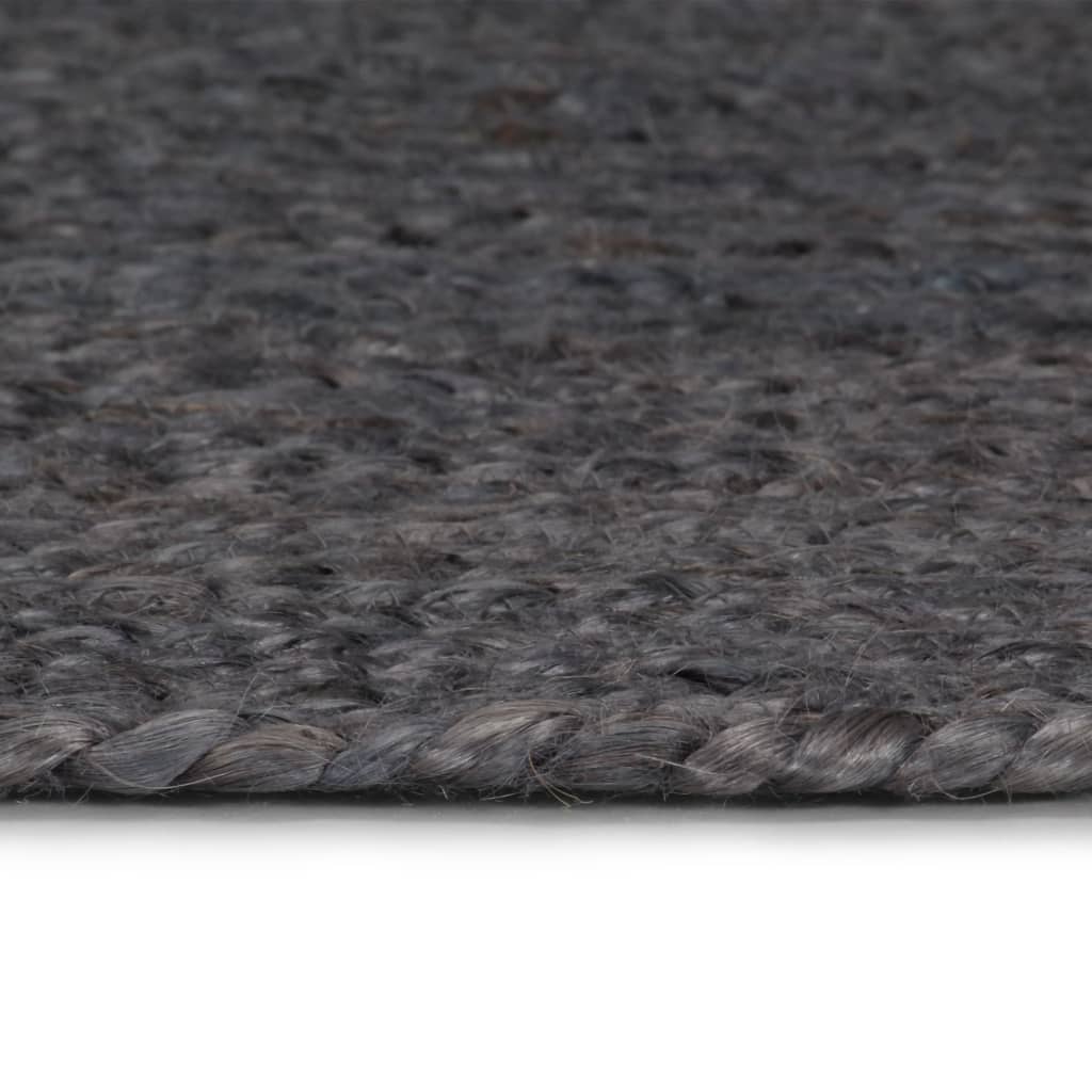 Vloerkleed Handgemaakt Rond Jute 90 cm Donkergrijs