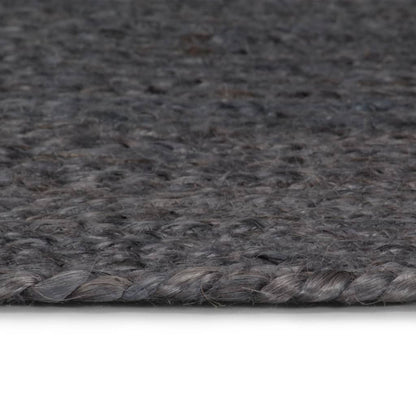 Vloerkleed Handgemaakt Rond Jute 90 cm Donkergrijs