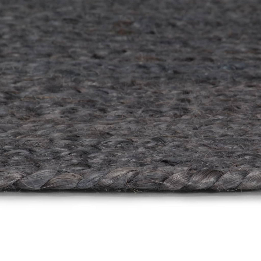 Vloerkleed Handgemaakt Rond Jute 90 cm Donkergrijs