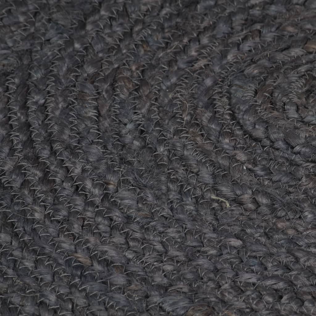 Vloerkleed Handgemaakt Rond Jute 90 cm Donkergrijs