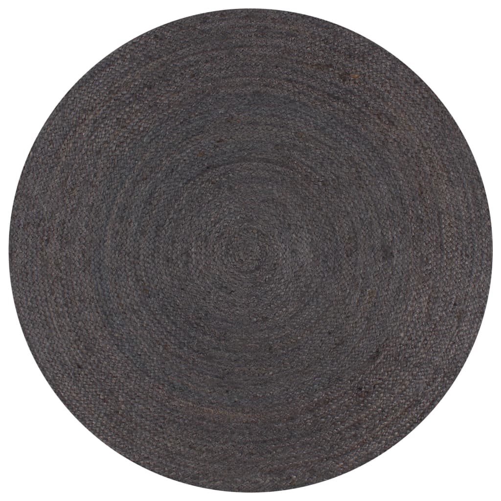 Vloerkleed Handgemaakt Rond Jute 120 cm Donkergrijs