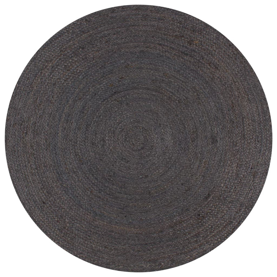 Vloerkleed Handgemaakt Rond Jute 120 cm Donkergrijs