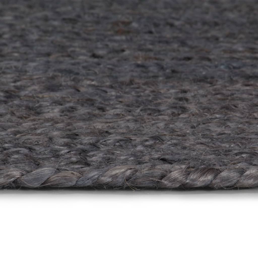 Vloerkleed Handgemaakt Rond Jute 120 cm Donkergrijs