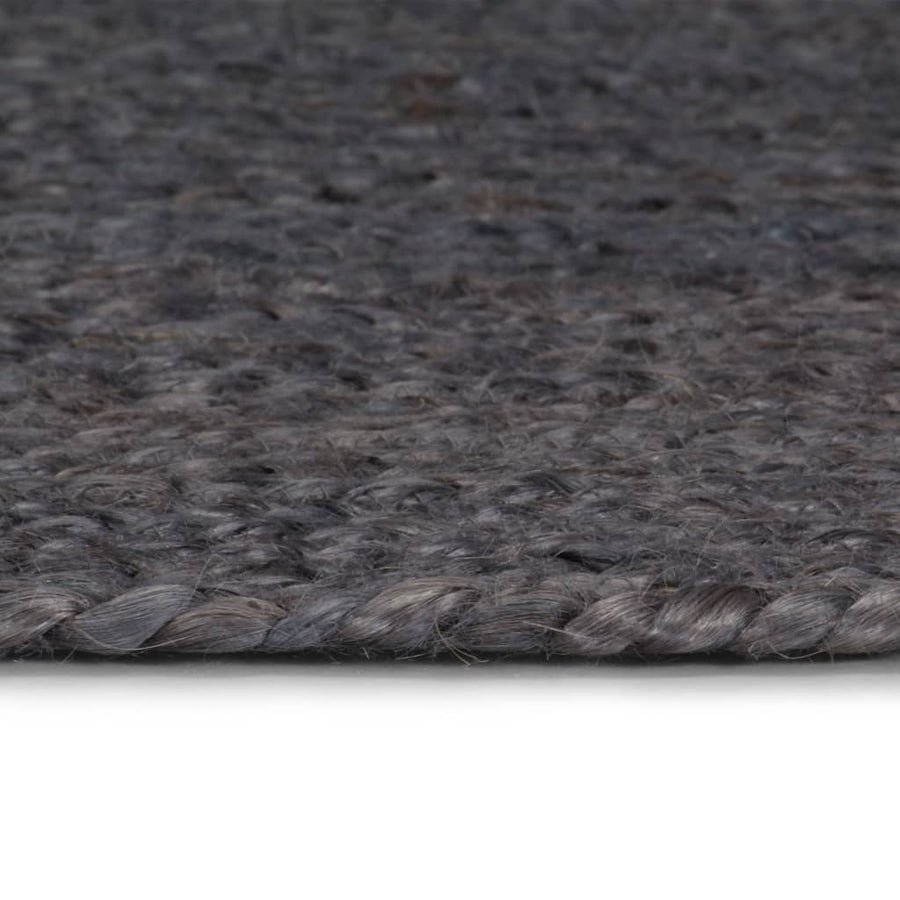 Vloerkleed Handgemaakt Rond Jute 120 cm Donkergrijs