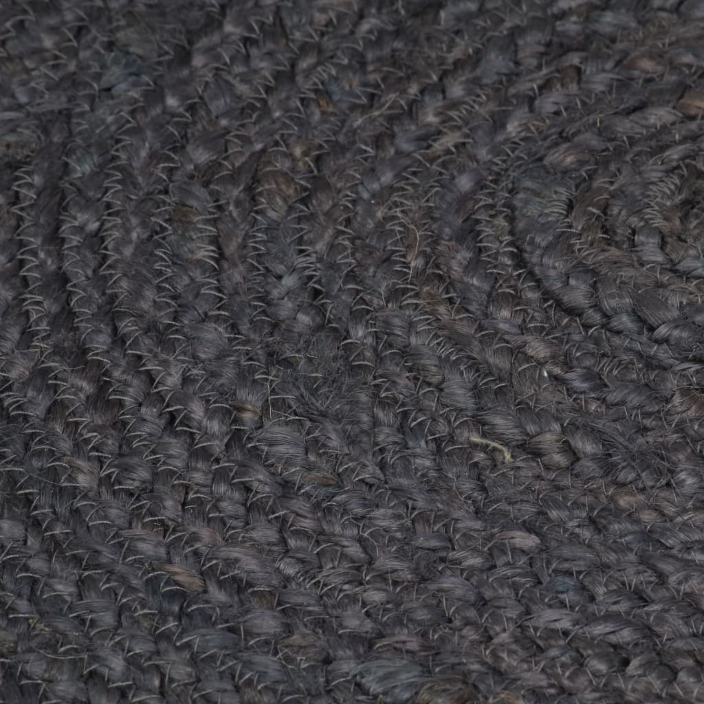 Vloerkleed Handgemaakt Rond Jute 120 cm Donkergrijs