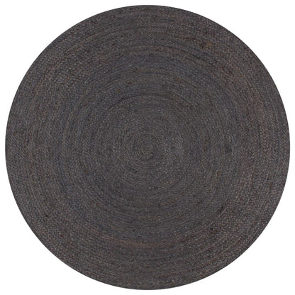 Vloerkleed Handgemaakt Rond Jute 150 cm Donkergrijs