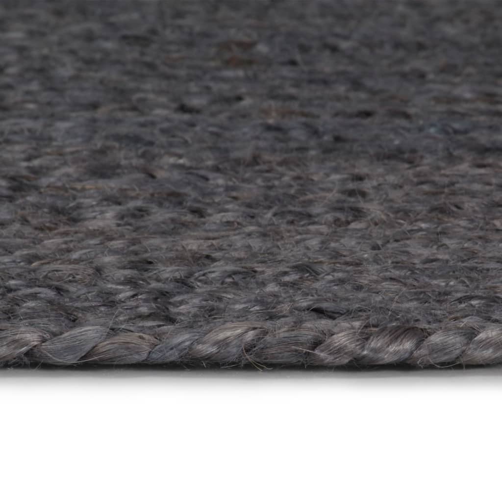 Vloerkleed Handgemaakt Rond Jute 150 cm Donkergrijs
