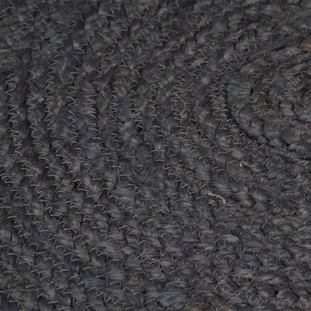 Vloerkleed Handgemaakt Rond Jute 150 cm Donkergrijs