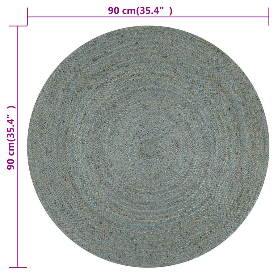 Vloerkleed Handgemaakt Rond Jute 90 cm Olijfgroen