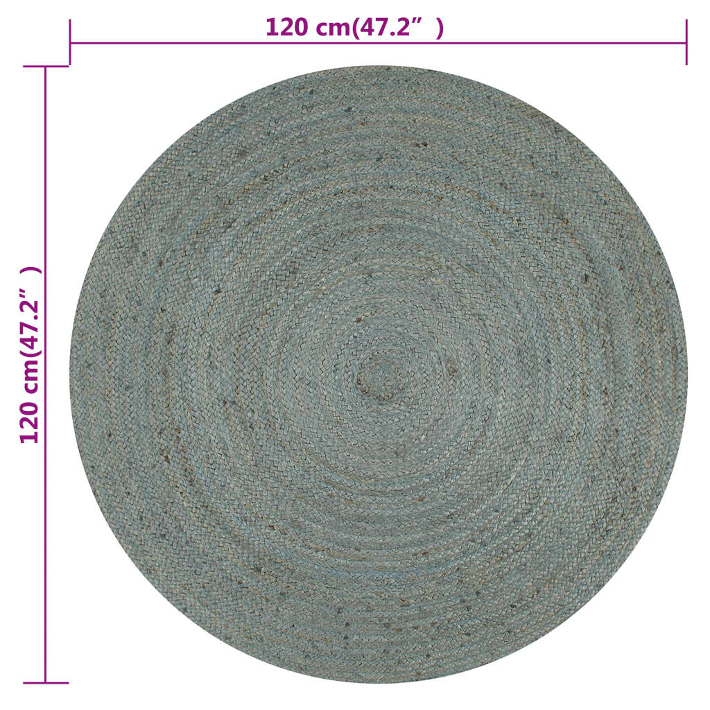 Vloerkleed Handgemaakt Rond Jute 120 cm Olijfgroen