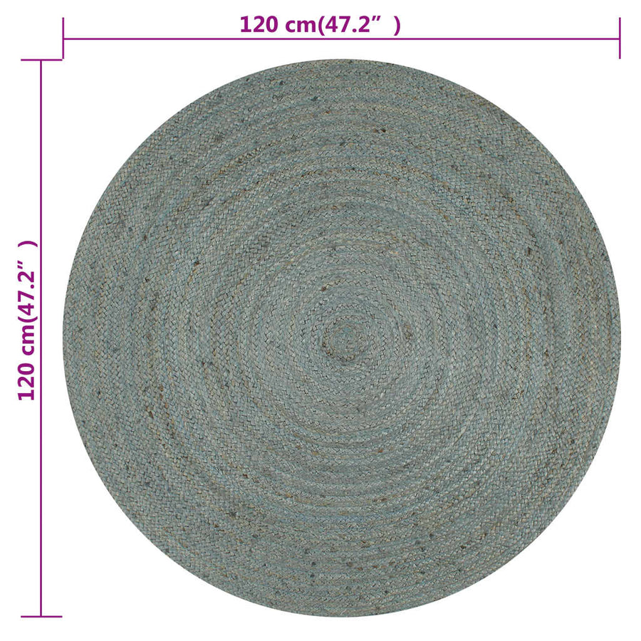 Vloerkleed Handgemaakt Rond Jute 120 cm Olijfgroen