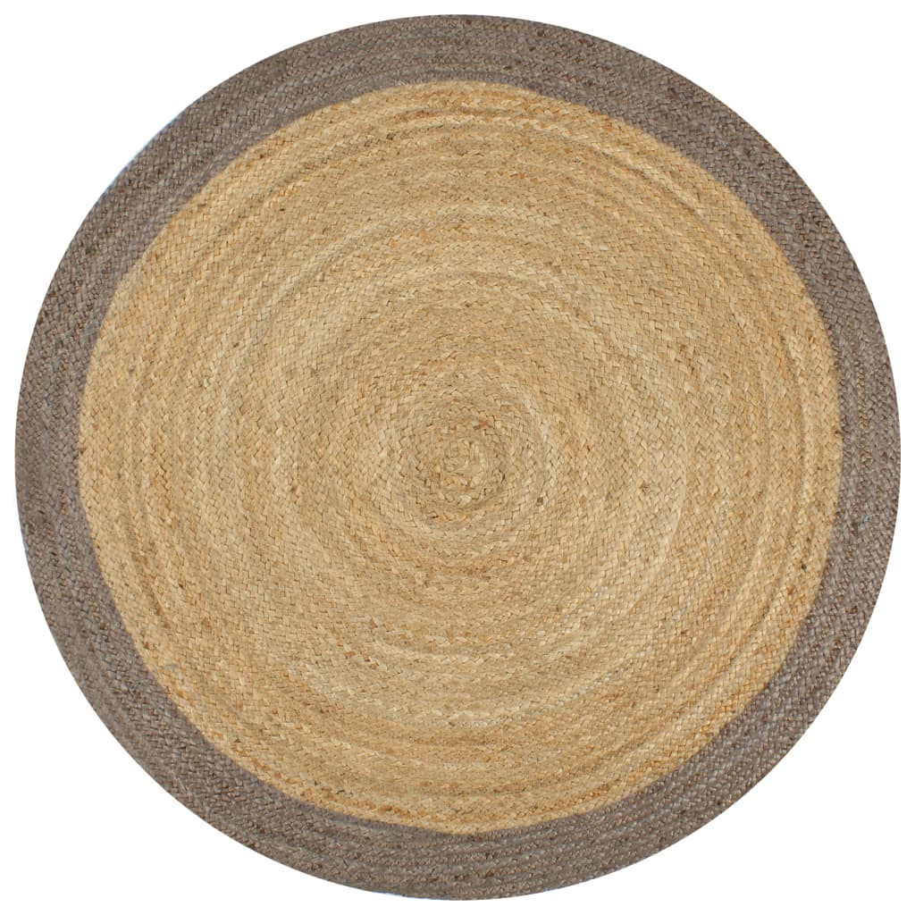 Vloerkleed Handgemaakt Met Grijze Rand 150 Cm Jute