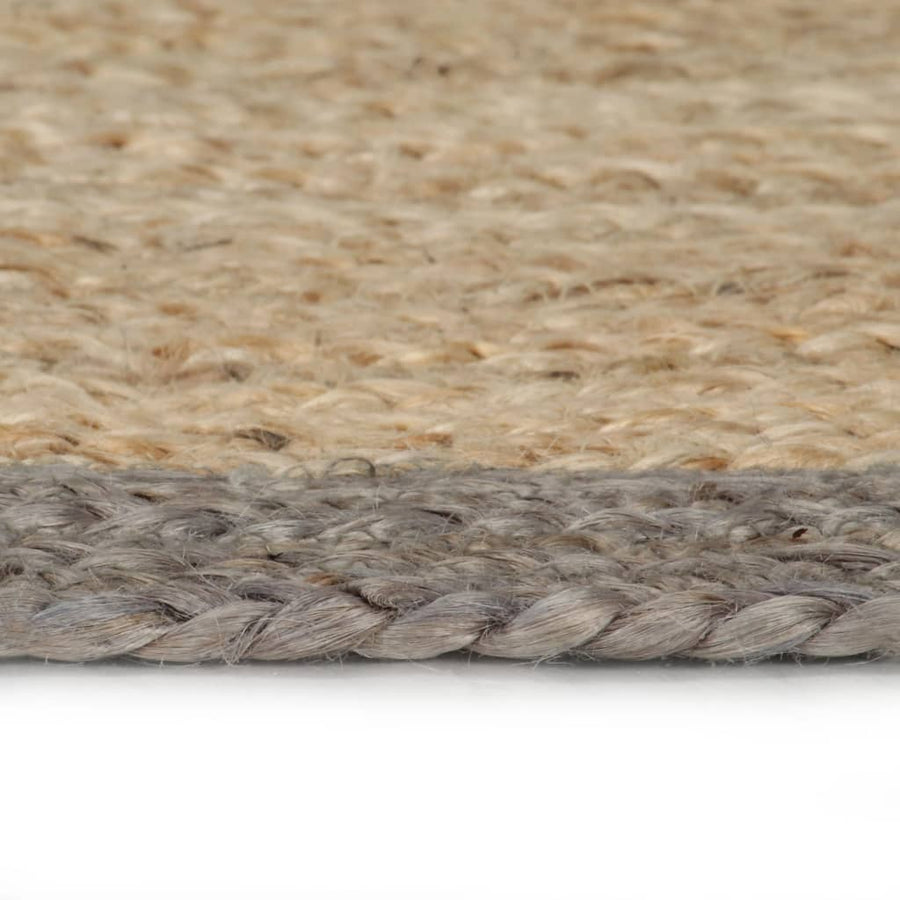 Vloerkleed Handgemaakt Met Grijze Rand Jute 90 cm Grijs