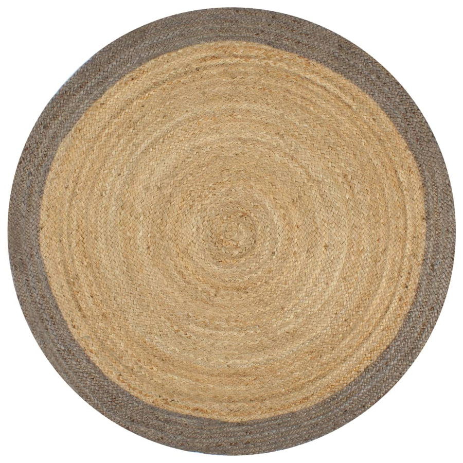 Vloerkleed Handgemaakt Met Grijze Rand Jute 120 cm Grijs
