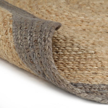 Vloerkleed Handgemaakt Met Grijze Rand Jute 120 cm Grijs