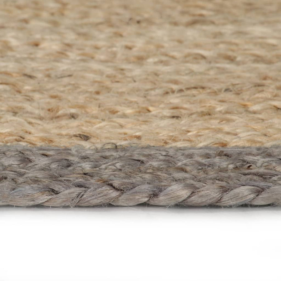 Vloerkleed Handgemaakt Met Grijze Rand Jute 120 cm Grijs