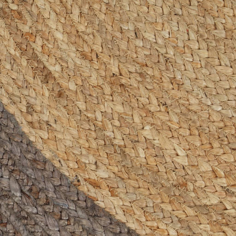Vloerkleed Handgemaakt Met Grijze Rand Jute 120 cm Grijs