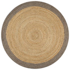 Handmade rug with grey border 150 cm jute